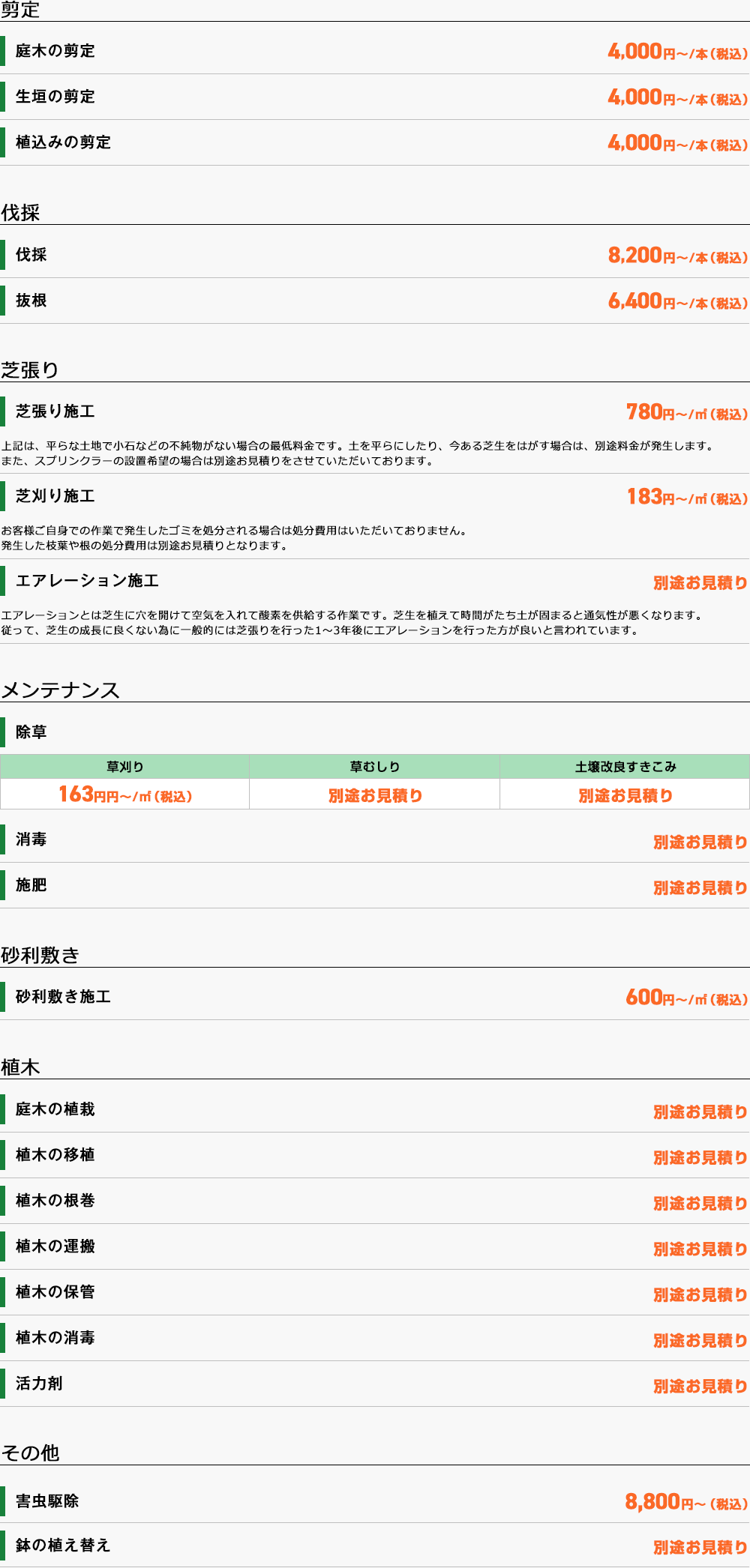 料金表