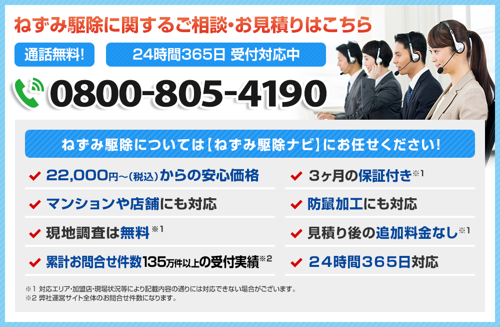 ねずみ駆除に関するご相談・お見積りはこちら