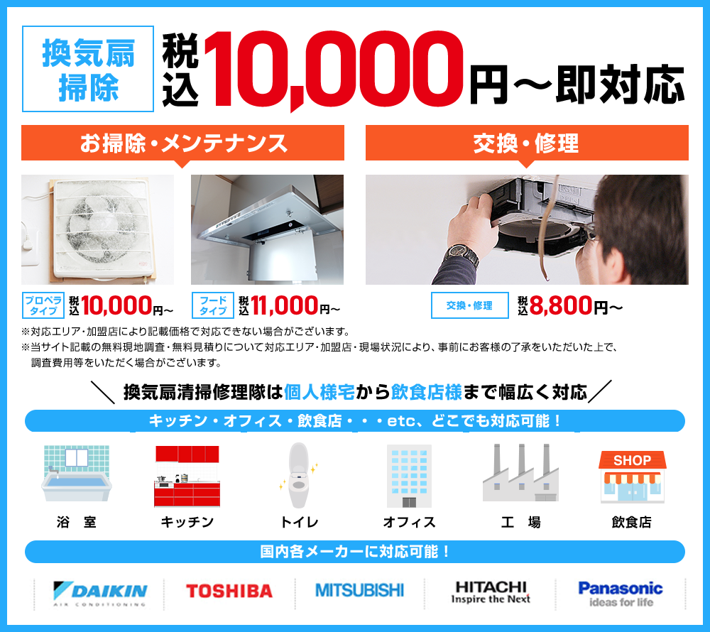 換気扇修理・交換　8,800円～（税込）即対応