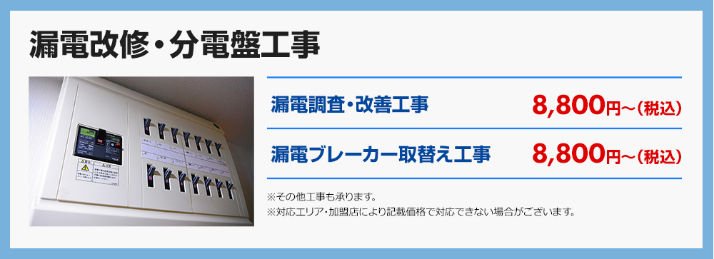 漏電回収・分電盤工事