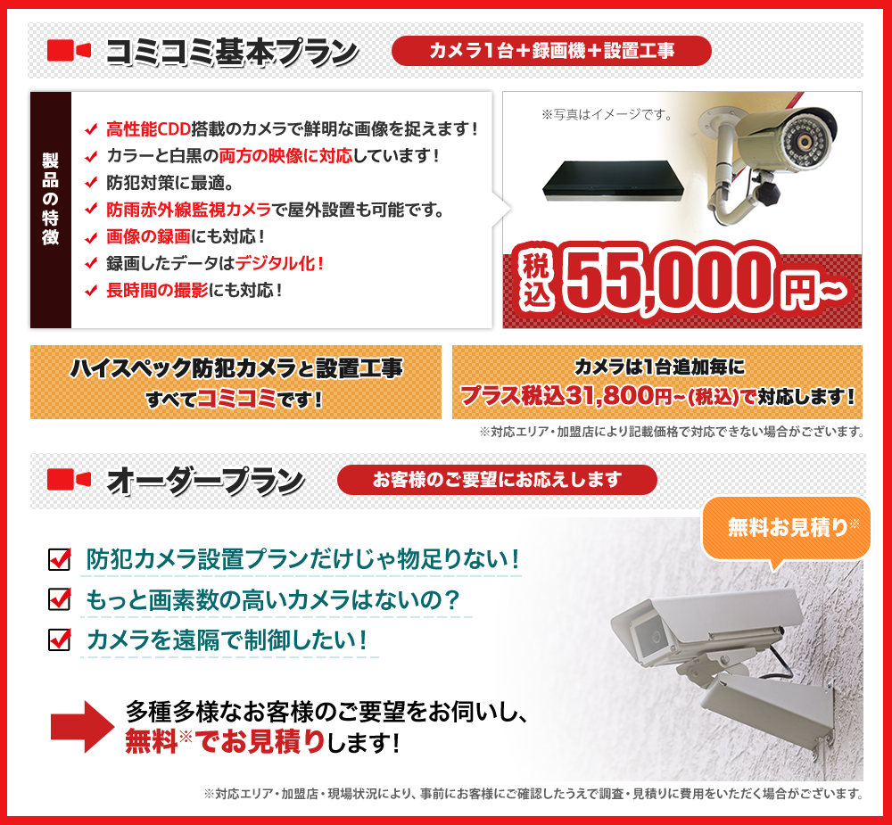 コミコミ基本プラン・オーダープラン