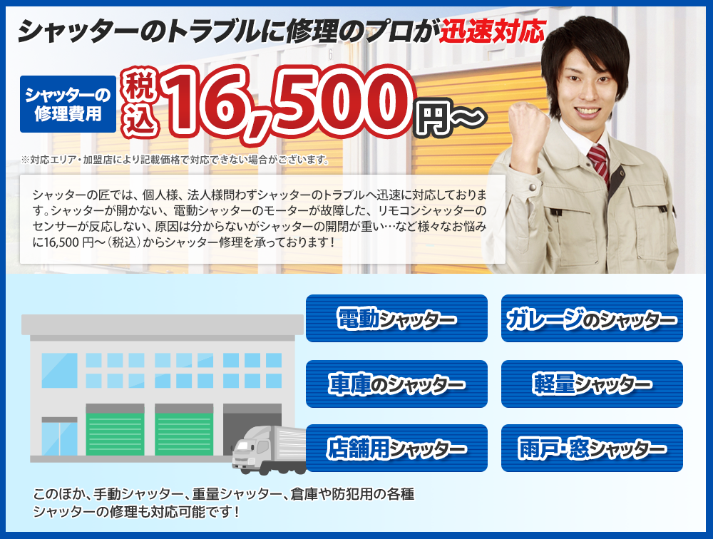 シャッターのトラブルに修理のプロが迅速対応