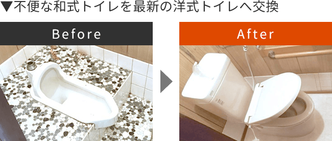 不便な和式トイレを最新の洋式トイレへ交換